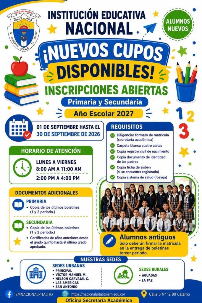 cupos primaria y secundaria